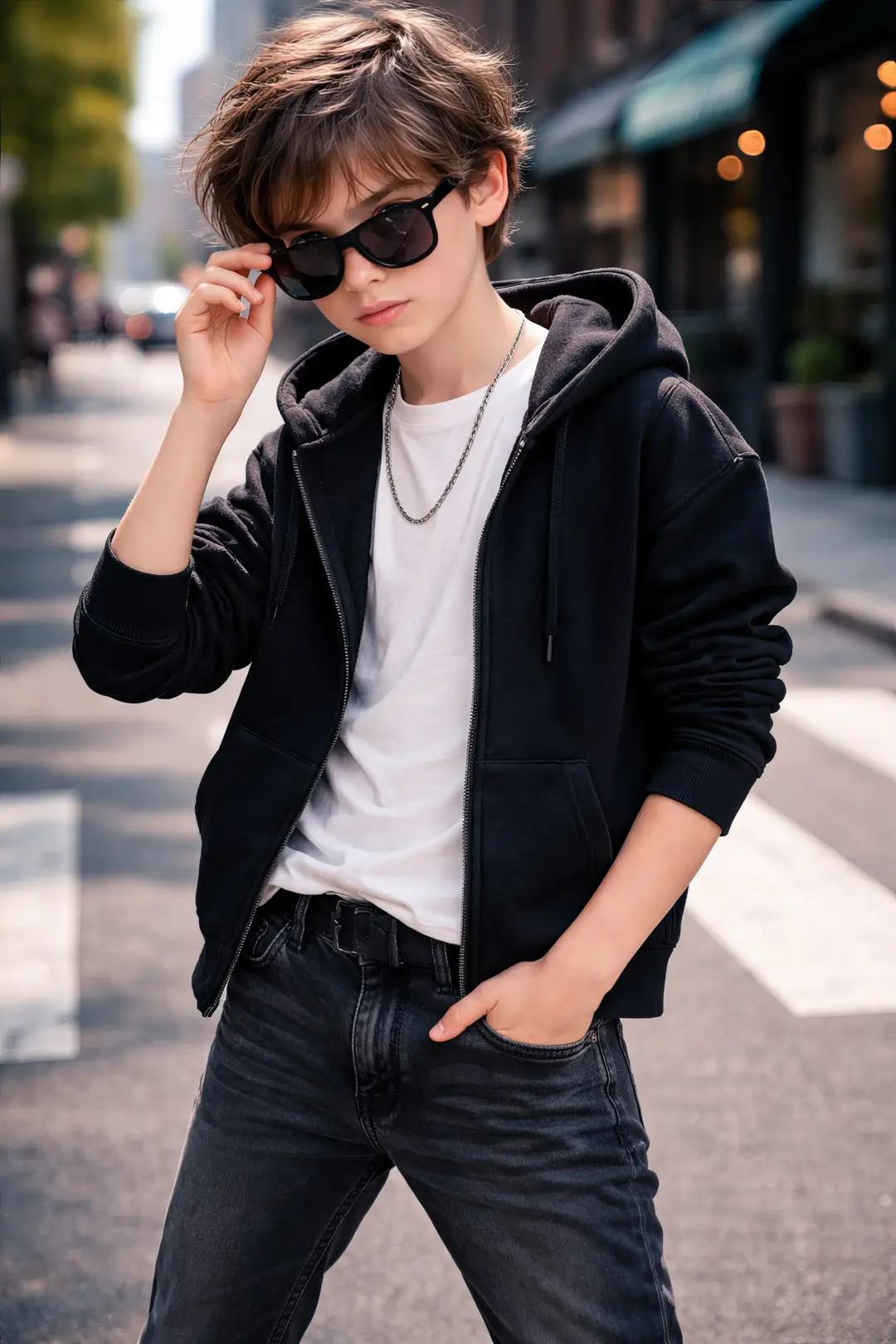 Boy in black hoodie